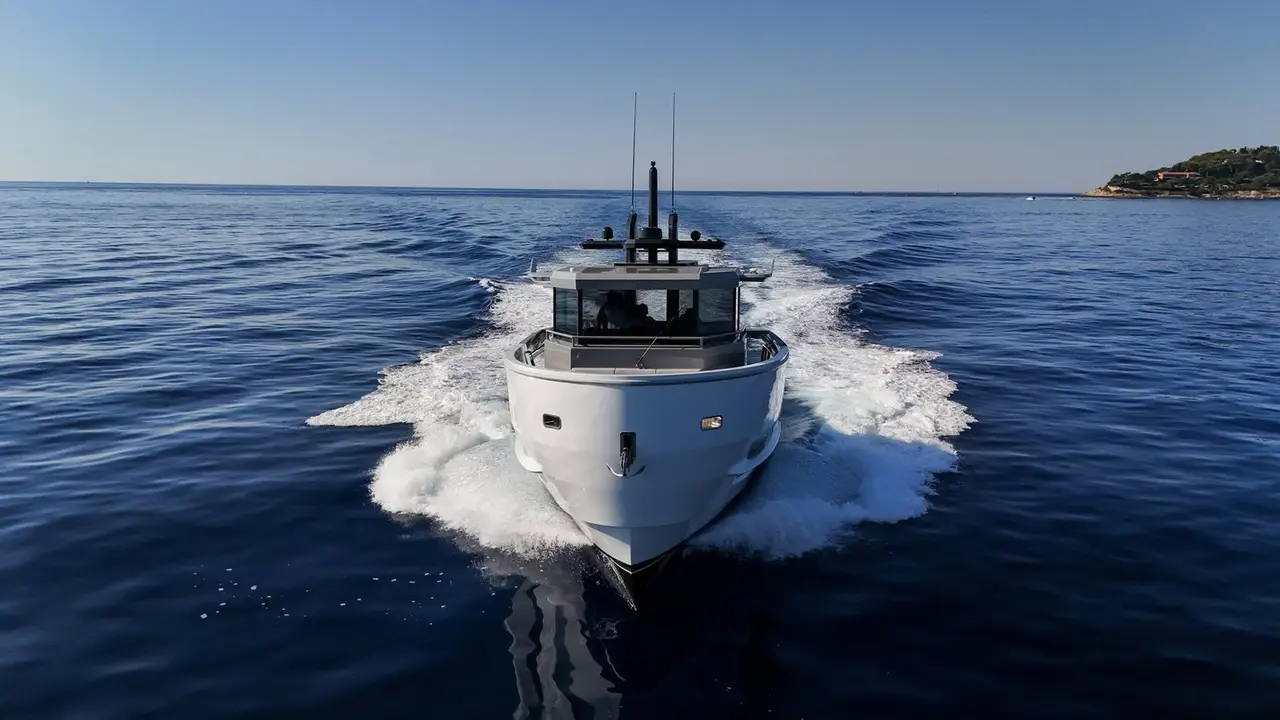 Arcadia Sherpa 60, camarote principal — Yacht Charter Marbella, Marbella. Comedor al aire libre rumbo a Estepona