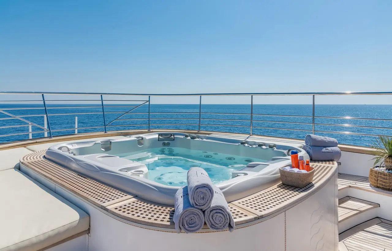 Philip Zepter 50m, salón — Yacht Charter Marbella, Marbella. Seis camarotes y estabilidad para rutas de varios días